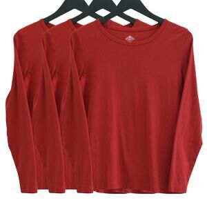 St. John's Bay Long Sleeve Shirts (SET OF 3) - Women's Medium - Red Cotton Tees